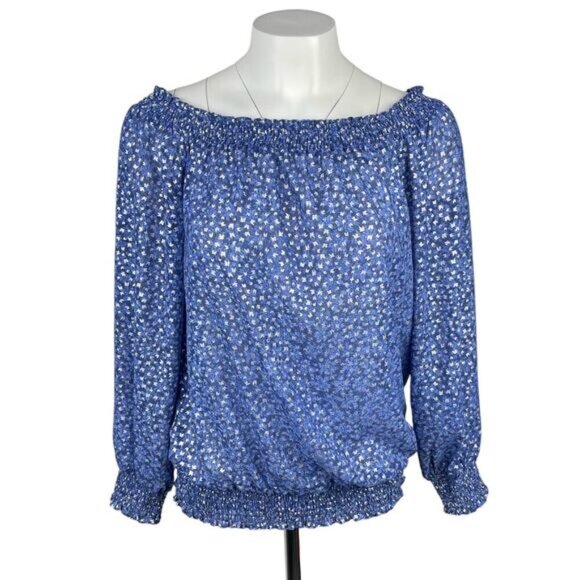 MICHAEL Michael Kors Semi Sheer Boat Neck Blouse Sz Medium - Picture 1 of 5